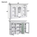 40 Armoire à pharmacie avec portes et étagères miroir, Armoire murale de salle de bain avec porte vitrée