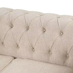 Canapé d'angle Chesterfield en forme de L, 3 places, pour salon, méridienne réversible, 4 oreillers, beige