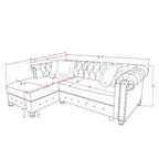 Canapé d'angle Chesterfield en forme de L, 3 places, pour salon, méridienne réversible, 4 oreillers, beige