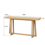 Console moderne en bois avec pieds en croix trapézoïdaux, table d'entrée minimaliste pour bureau, couloir, salon