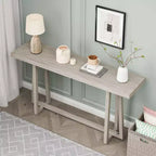Console moderne en bois avec pieds en croix trapézoïdaux, table d'entrée minimaliste pour bureau, couloir, salon