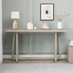 Console moderne en bois avec pieds en croix trapézoïdaux, table d'entrée minimaliste pour bureau, couloir, salon