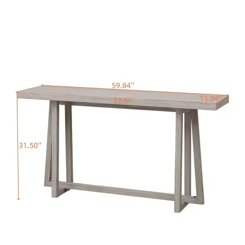 Console moderne en bois avec piètement trapèze, table d'entrée minimaliste pour bureau, couloir, salon