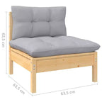 vidaXL Salon de jardin gris Bois de pin massif, tissu 100 % polyester