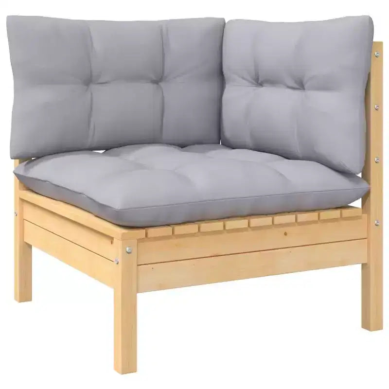 vidaXL Salon de jardin 12 pièces en pin massif avec coussins multicolores - Marron et gris
