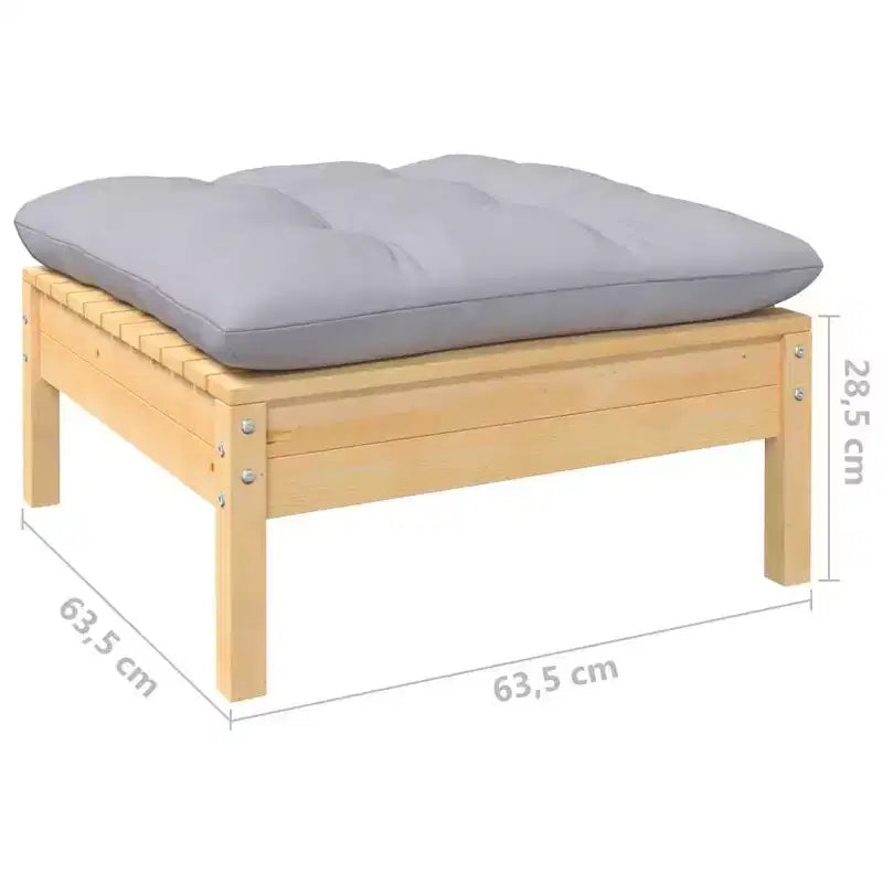 vidaXL Salon de jardin 12 pièces en pin massif avec coussins multicolores - Marron et gris
