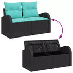 vidaXL Salon de jardin 7 pcs – Noir et turquoise