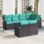 vidaXL Salon de jardin 7 pcs – Noir et turquoise