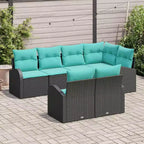 vidaXL Salon de jardin 7 pcs – Noir et turquoise