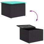 vidaXL Salon de jardin 6 pcs en résine tressée noir et turquoise - Noir et turquoise