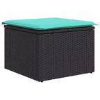 vidaXL Salon de jardin 6 pcs en résine tressée noir et turquoise - Noir et turquoise