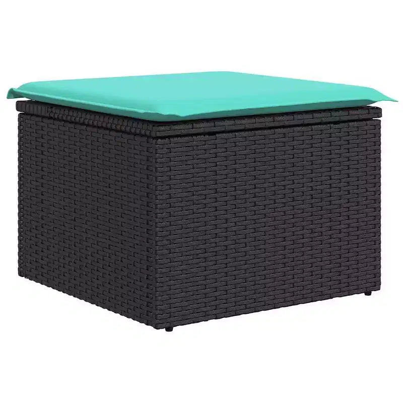 vidaXL Salon de jardin 6 pcs en résine tressée noir et turquoise - Noir et turquoise