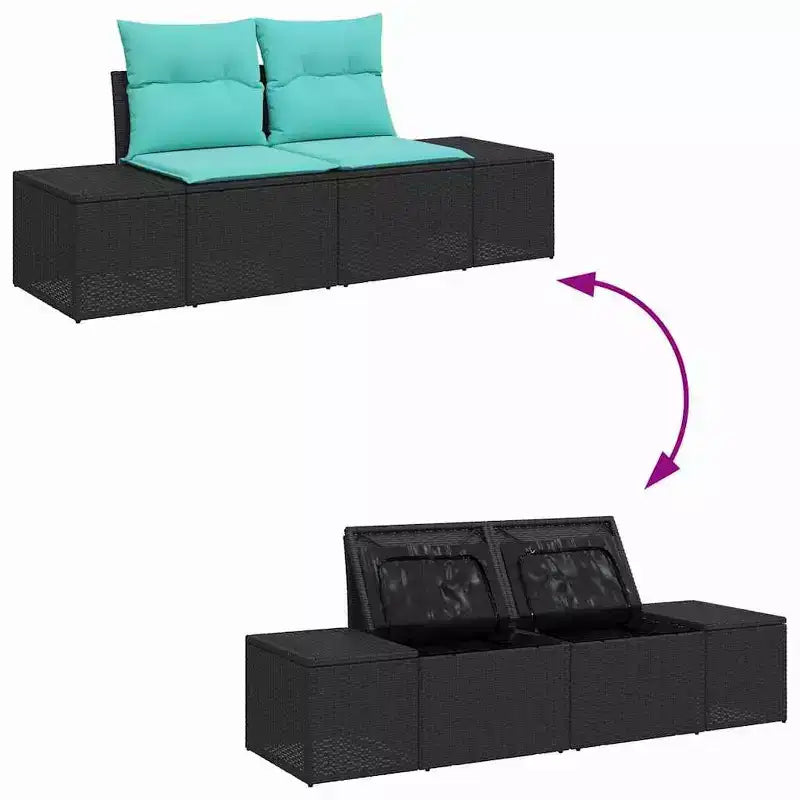 vidaXL Salon de jardin 6 pcs Noir 55 x 62 x 69 cm Résine tressée - Noir sans table Bleu