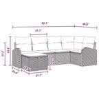 vidaXL Salon de jardin avec coussins 6 pcs Résine tressée Noir - Noir sans table Bleu