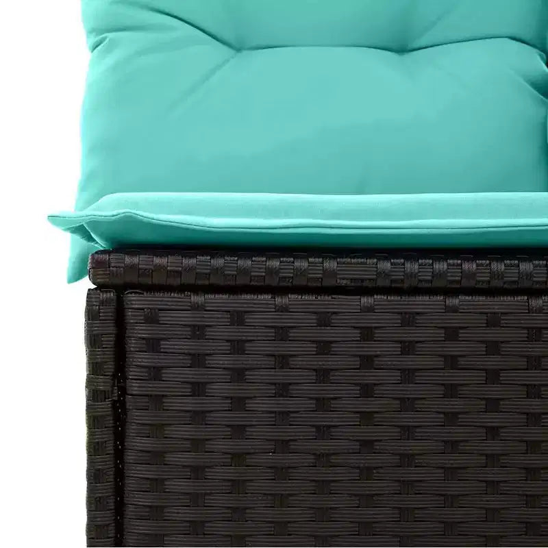 vidaXL Salon de jardin avec coussins 6 pcs Résine tressée Noir - Noir sans table Bleu