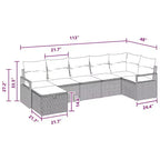 vidaXL Salon de jardin avec coussins 7 pcs Résine tressée Noir - Noir sans table Bleu