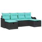 vidaXL Garden Sofa Set with Cushion 6 pcs Black Poly rattan - Black Blue