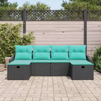 vidaXL Salon de jardin avec coussins 6 pcs résine tressée Noir - Noir Bleu