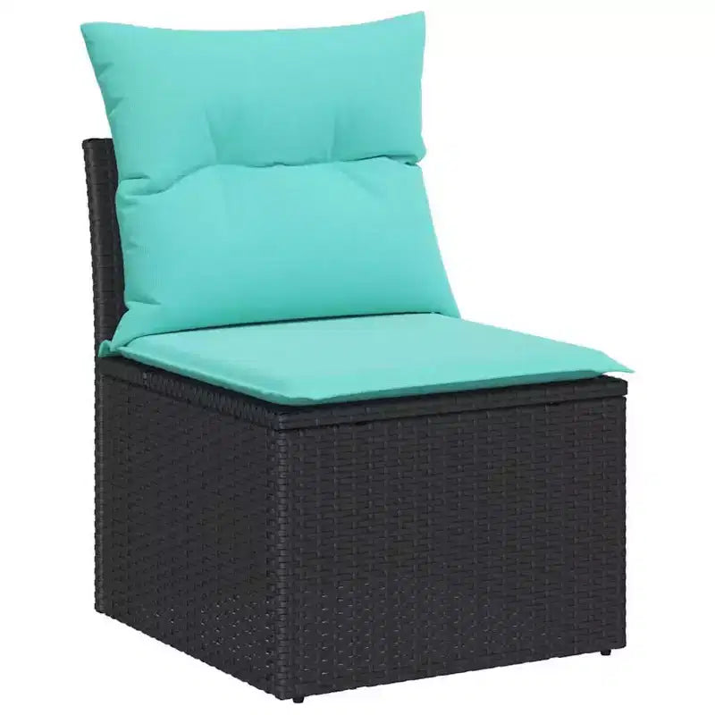 vidaXL Salon de jardin avec coussins 4 pcs Résine tressée noire