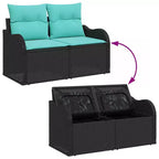 vidaXL Salon de jardin avec coussins 4 pcs Résine tressée noire
