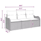 vidaXL Salon de jardin avec coussins 3 pcs Résine tressée noire