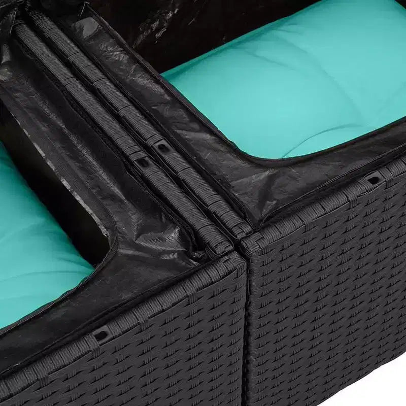 vidaXL Salon de jardin avec coussins 3 pcs Résine tressée noire