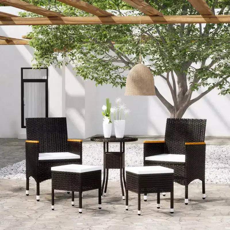 vidaXL Salon de jardin noir, blanc crème