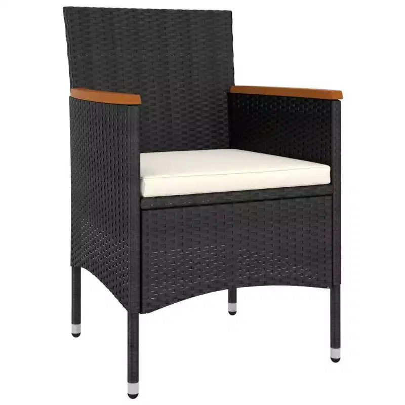 vidaXL Salon de jardin noir, blanc crème