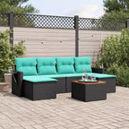 vidaXL Salon de jardin 7 pcs avec coussins résine tressée noir