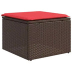 vidaXL Ensemble de canapés de jardin 5 pcs avec coussins résine tressée marron - Marron et rouge sans table