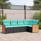 vidaXL Salon de jardin en rotin PE noir 5 pcs modulable