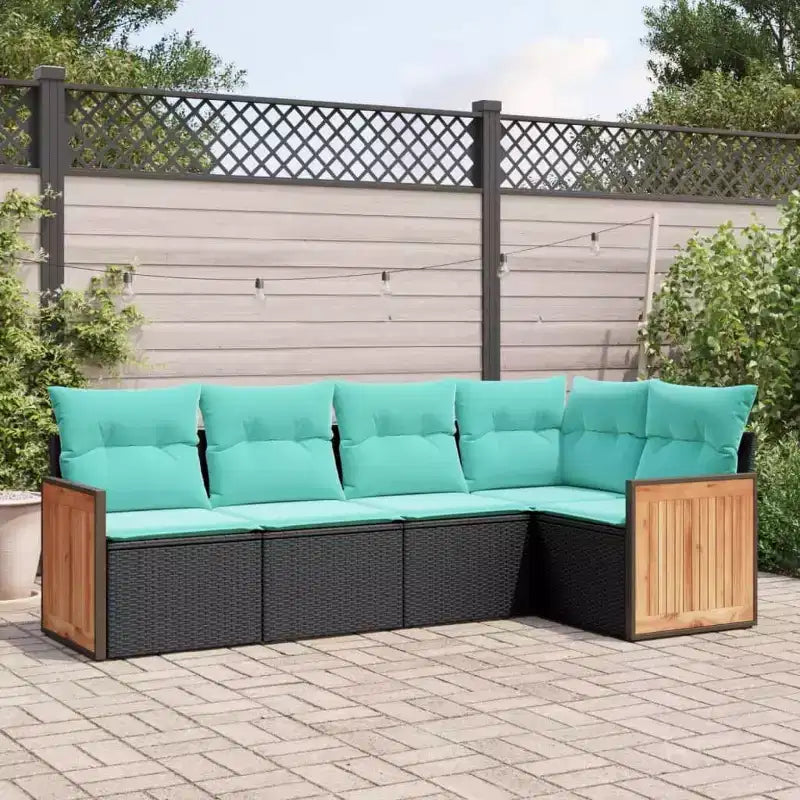 vidaXL Salon de jardin en rotin PE noir 5 pcs modulable