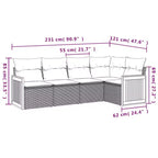 vidaXL Salon de jardin en rotin PE noir 5 pcs modulable