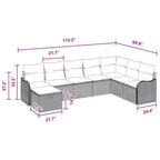 vidaXL Salon de jardin 8 pcs marron et rouge 287,5 x 177,5 x 85 cm