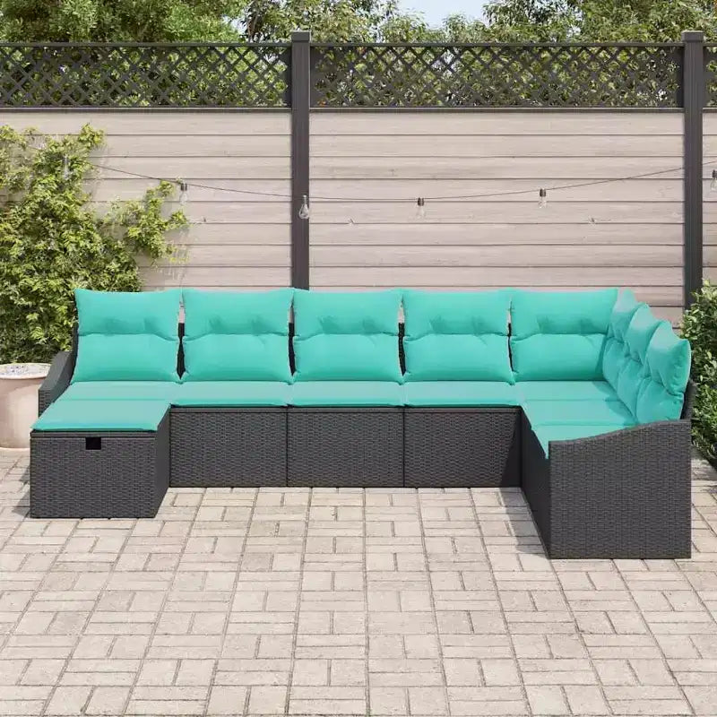 vidaXL Salon de jardin 8 pcs marron et rouge 287,5 x 177,5 x 85 cm