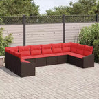 vidaXL Salon de jardin avec coussins 10 pcs Résine tressée marron