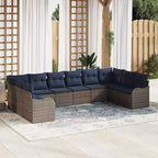 vidaXL Salon de jardin avec coussins 10 pcs Résine tressée marron
