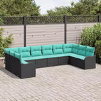 vidaXL Salon de jardin avec coussins 10 pcs Résine tressée marron