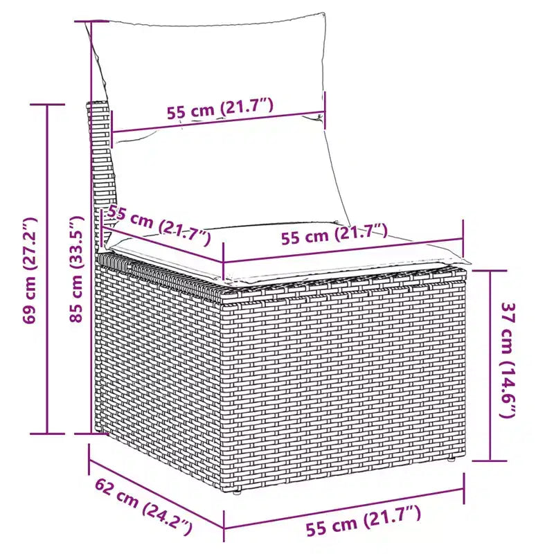 vidaXL Salon de jardin avec coussins 10 pcs Résine tressée marron