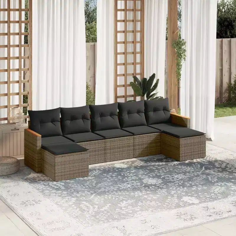vidaXL Salon de jardin noir, en rotin PE bleu, acier thermolaqué Grand