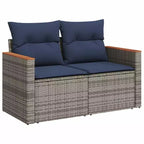vidaXL Salon de jardin noir, en rotin PE bleu, acier thermolaqué Grand