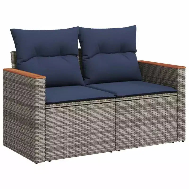 vidaXL Salon de jardin noir, en rotin PE bleu, acier thermolaqué Grand