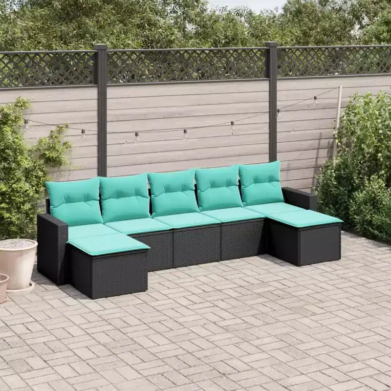 vidaXL Salon de jardin noir, en rotin PE bleu, acier thermolaqué Grand