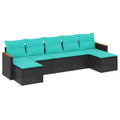 vidaXL Patio Sofa Set Black, Blue PE rattan, powder-coated steel Large