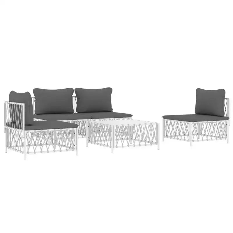 vidaXL Ensemble de Mobilier de Patio 5 Pièces Canapé de Jardin Extérieur avec Coussins Acier