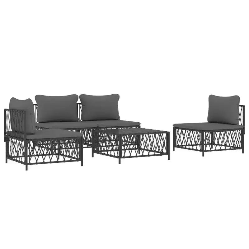 vidaXL Ensemble de Mobilier de Patio 5 Pièces Canapé de Jardin Extérieur avec Coussins Acier
