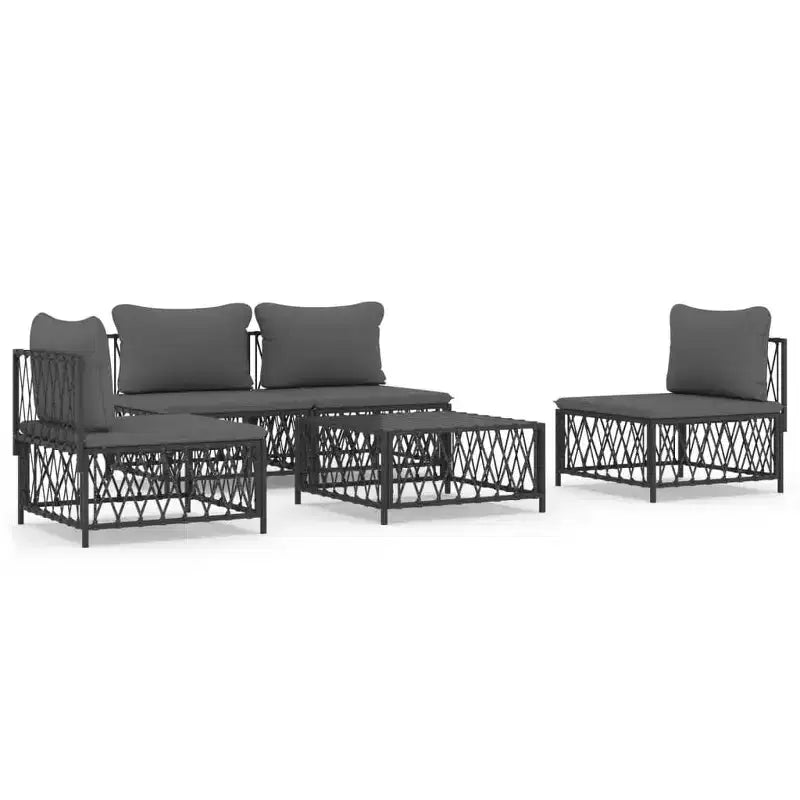 vidaXL Ensemble de Mobilier de Patio 5 Pièces Canapé de Jardin Extérieur avec Coussins Acier