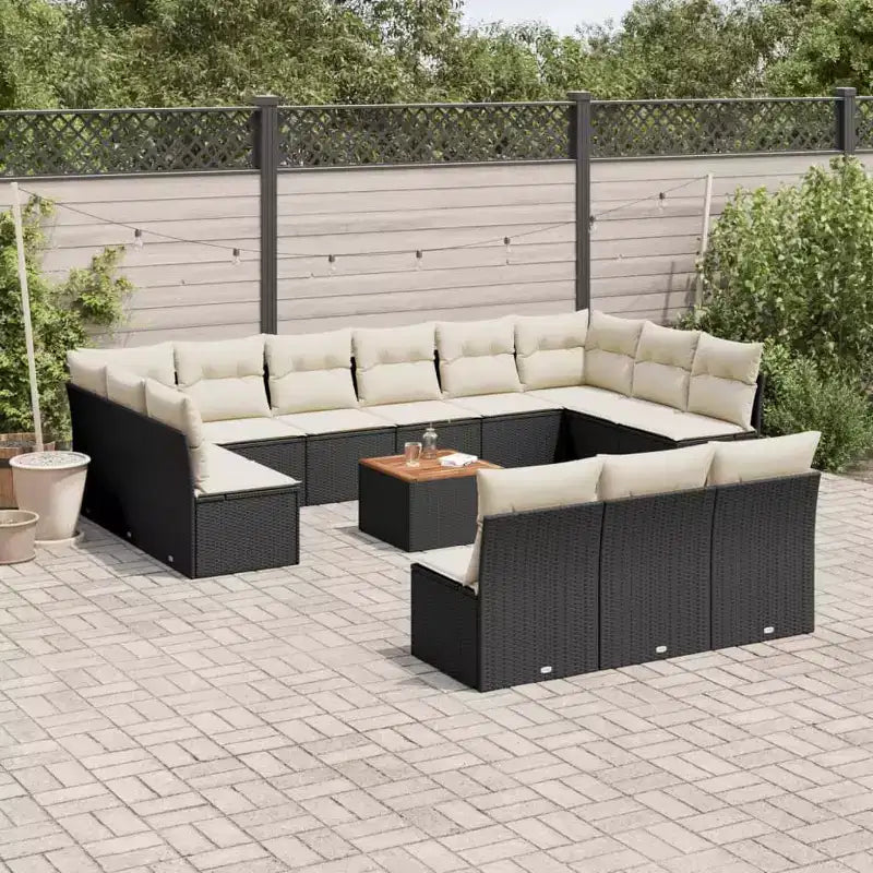 vidaXL Salon de jardin avec coussins Mobilier d'extérieur 14 pièces Résine tressée