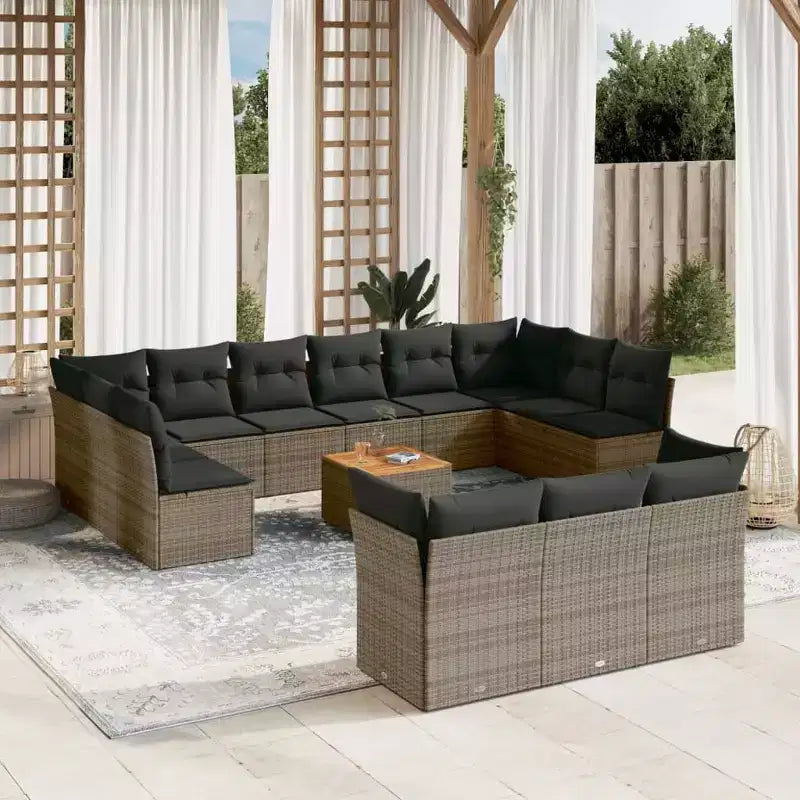 vidaXL Salon de jardin avec coussins Mobilier d'extérieur 14 pièces Résine tressée