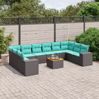vidaXL Salon de jardin 11 pcs avec coussins résine tressée